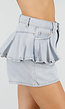 Lichtblauwe Denim Ruffle Shorts met Hoge Taille