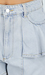 Lichtblauwe Denim Ruffle Shorts met Hoge Taille