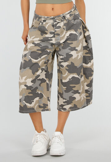 Beige Camouflage Bermuda Jort