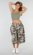 Beige Camouflage Culotte Broek met Lage Taille