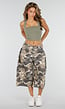 Beige Camouflage Culotte Broek met Lage Taille