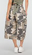 Beige Camouflage Culotte Broek met Lage Taille