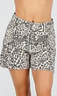 Beige Bruine Leopard Print Shorts met Rechte Pijpen