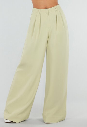 NEW220726 Pistache Groene Tall Wide Leg Broek