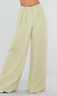 Pistache Groene Tall Wide Leg Broek met Plooien