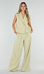 Pistache Groene Tall Wide Leg Broek met Plooien