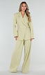 Pistache Groene Tall Wide Leg Broek met Plooien