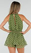 Groene Polkadot Playsuit met Halterhals en Volant