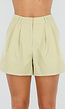 Pistache Groene Plooi Short met Elastische Taille