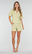 Pistache Groene Plooi Short met Elastische Taille