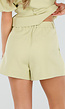 Pistache Groene Plooi Short met Elastische Taille