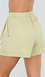 Pistache Groene Plooi Short met Elastische Taille