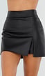 Zwarte Lederlook Skort met Stretch