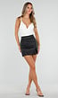 Zwarte Lederlook Skort met Stretch