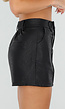 Zwarte Lederlook Shorts met Elastische Tailleband