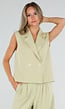 Pistache Groene Double Breasted Gilet met Reverskraag