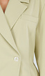 Pistache Groene Double Breasted Getailleerde Blazer met Reverskraag