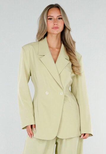 NEW120826 Pistache Double Breasted Blazer