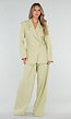 Pistache Groene Double Breasted Getailleerde Blazer met Reverskraag