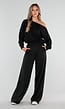 Zwarte Tall Jogger Set met One Shoulder Sweater