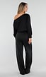 Zwarte Tall Jogger Set met One Shoulder Sweater