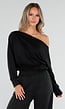 Zwarte Tall Jogger Set met One Shoulder Sweater
