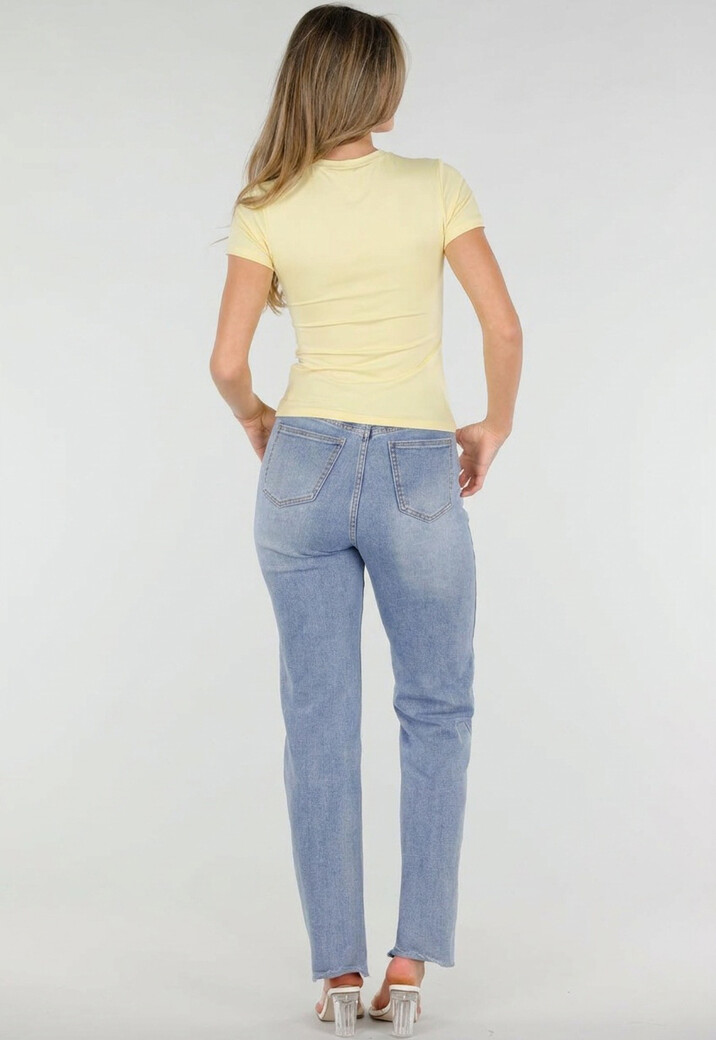 Butter Yellow Stretch T-Shirt met Ronde Hals en Korte Mouwen