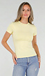 Butter Yellow Stretch T-Shirt met Ronde Hals en Korte Mouwen