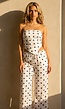 Witte Polkadot Set met Bandeau Top En Wijde Broek