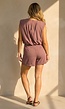 Taupe Mouwloze Playsuit met Overslagrok en Schoudervulling