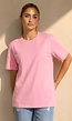 Roze Basic T-Shirt met Ronde Hals en Korte Mouwen