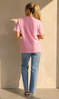 Roze Basic T-Shirt met Ronde Hals en Korte Mouwen