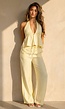 Gele Halter Top en Wide Leg Broek Set