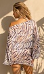 Witte Zebra Print Off Shoulder Jurk met Bandana en Striksluiting