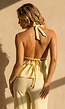 Gele Halter Top en Wide Leg Broek Set