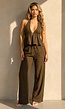 Bruine Halter Top en Wide Leg Broek Set