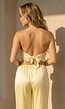 Botergele Satijnen Set met Bandeau Top En Wijde Broek
