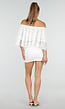 Witte Kanten Two Piece Set met Off Shoulder Top en Rok