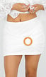 Witte Kanten Two Piece Set met Off Shoulder Top en Rok