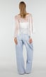 Witte Kanten Crop Top met Wijde Mouwen en Bloemenpatroon