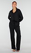 Zwarte Wide Leg Broek met Elastische Taille en Strikkoord