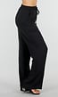 Zwarte Wide Leg Broek met Elastische Taille en Strikkoord