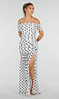 Witte Mesh Polkadot Maxi Jurk met Split