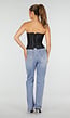 Zwart Korset met Jacquard Print, Baleinen en Vetersluiting