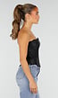 Zwart Korset met Jacquard Print, Baleinen en Vetersluiting