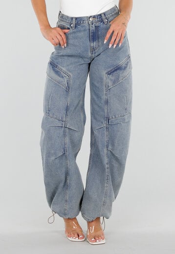 Lichtblauwe Balloon Jeans met Trekkoord