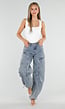Lichtblauwe Balloon Jeans met Trekkoord en Hoge Taille