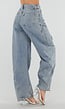 Lichtblauwe Balloon Jeans met Trekkoord en Hoge Taille