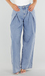 NEW290726 Lichtblauwe Wide Leg Jeans met Plooidetail