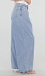 Lichtblauwe Wide Leg Jeans met Plooidetail en Hoge Taille